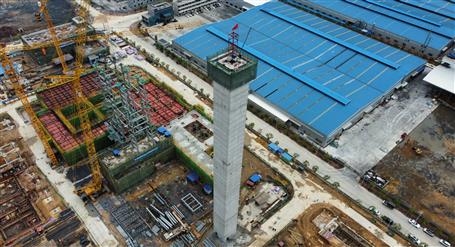 80米高煙囪、提前14天封頂！